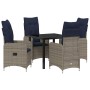 Conjunto de Comedor de Jardín con cojín 5 pcs Negro Poliratán