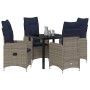 Conjunto de Comedor de Jardín con cojín 5 pcs Negro Poliratán