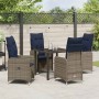 Conjunto de Comedor de Jardín con cojín 5 pcs Negro Poliratán