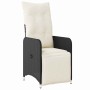 Conjunto de Comedor de Jardín con cojín 5 pcs Negro Poliratán