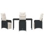 Conjunto de Comedor de Jardín con cojín 5 pcs Negro Poliratán