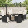 Conjunto de Comedor de Jardín con cojín 5 pcs Negro Poliratán