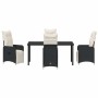 Conjunto de Comedor de Jardín con cojín 5 pcs Negro Poliratán