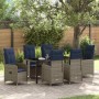 Conjunto de Comedor de Jardín con cojín 7 pcs Negro Poliratán