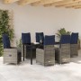 Conjunto de Comedor de Jardín con cojín 7 pcs Negro Poliratán