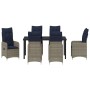 Conjunto de Comedor de Jardín con cojín 7 pcs Negro Poliratán