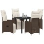 Conjunto de Comedor de Jardín con cojín 5 pcs Marrón Poliratán