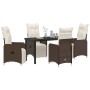 Conjunto de Comedor de Jardín con cojín 5 pcs Marrón Poliratán