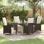 Conjunto de Comedor de Jardín con cojín 5 pcs Marrón Poliratán
