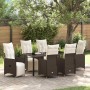Conjunto de Comedor de Jardín con cojín 7 pcs Marrón Poliratán
