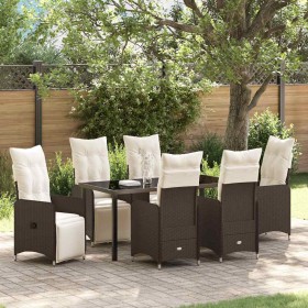 Conjunto de Comedor de Jardín con cojín 7 pcs Marrón Poliratán