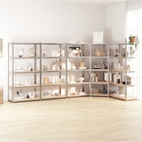 5-stöckiges 5-stöckiges Regal Stahl Sperrholz silber von vidaXL, Industrieregale - Ref: Foro24-3154221, Preis: 303,65 €, Raba...