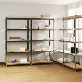 Shelving 5 levels 4 units steel plywood silver by vidaXL, Industrial shelving - Ref: Foro24-3154211, Price: 213,83 €, Discoun...