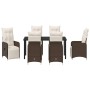 Conjunto de Comedor de Jardín con cojín 7 pcs Marrón Poliratán
