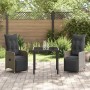 Conjunto de Comedor de Jardín con cojín 3 pcs Gris Poliratán