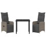 Conjunto de Comedor de Jardín con cojín 3 pcs Gris Poliratán