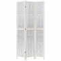 Biombo separador de 3 paneles madera maciza Paulownia blanco