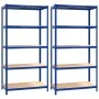 5-stöckiges 2-teiliges Regal aus Stahl und blauem Sperrholz von vidaXL, Industrieregale - Ref: Foro24-3154212, Preis: 145,35 ...