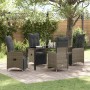 Conjunto de Comedor de Jardín con cojín 5 pcs Gris Poliratán
