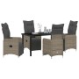 Conjunto de Comedor de Jardín con cojín 5 pcs Gris Poliratán