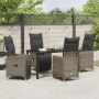 Conjunto de Comedor de Jardín con cojín 5 pcs Gris Poliratán