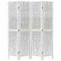 Biombo separador de 4 paneles madera maciza Paulownia blanco
