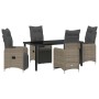 Conjunto de Comedor de Jardín con cojín 5 pcs Gris Poliratán