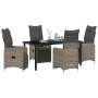 Conjunto de Comedor de Jardín con cojín 5 pcs Gris Poliratán
