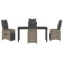 Conjunto de Comedor de Jardín con cojín 5 pcs Gris Poliratán