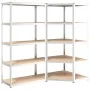 Estantería 5 niveles 2 uds acero madera contrachapada plateado de vidaXL, Estanterías industriales - Ref: Foro24-3154218, Pre...