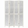 Biombo separador de 4 paneles madera maciza Paulownia blanco