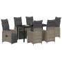 Conjunto de Comedor de Jardín con cojín 7 pcs Gris Poliratán
