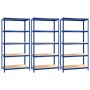 Regal 5 Ebenen, 3 Einheiten, Stahl und blaues Sperrholz von vidaXL, Industrieregale - Ref: Foro24-3154213, Preis: 230,99 €, R...