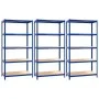 Shelving 5 levels 3 units steel and blue plywood by vidaXL, Industrial shelving - Ref: Foro24-3154213, Price: 220,45 €, Disco...