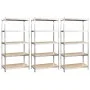 5-level shelf, 3 units, steel with plywood, silver by vidaXL, Industrial shelving - Ref: Foro24-3154210, Price: 177,18 €, Dis...