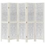 Biombo separador de 5 paneles madera maciza Paulownia blanco