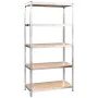 5-level shelf, 3 units, steel with plywood, silver by vidaXL, Industrial shelving - Ref: Foro24-3154210, Price: 177,18 €, Dis...