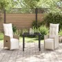 Conjunto de Comedor de Jardín con cojín 3 pcs Beige Poliratán