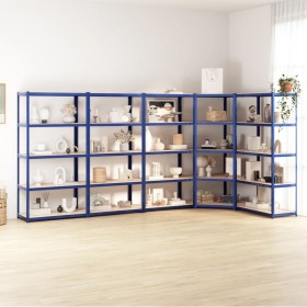 5-level shelf, 5 units, steel and blue plywood by vidaXL, Industrial shelving - Ref: Foro24-3154225, Price: 402,00 €, Discoun...