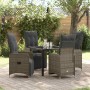 Conjunto de Comedor de Jardín con cojín 5 pcs Beige Poliratán