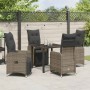 Conjunto de Comedor de Jardín con cojín 5 pcs Beige Poliratán