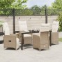 Conjunto de Comedor de Jardín con cojín 5 pcs Beige Poliratán