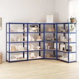 Shelving 5 levels 4 units steel and blue plywood by vidaXL, Industrial shelving - Ref: Foro24-3154224, Price: 311,53 €, Disco...