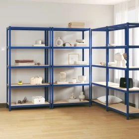 Shelving 5 levels 4 units steel and blue plywood by vidaXL, Industrial shelving - Ref: Foro24-3154214, Price: 292,81 €, Disco...