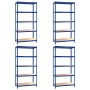 Estantería 5 niveles 4 uds acero y madera contrachapada azul de vidaXL, Estanterías industriales - Ref: Foro24-3154214, Preci...
