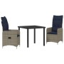 Conjunto de Comedor de Jardín 3 pcs Gris ratán sintético