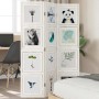 Biombo separador de 3 paneles madera maciza Paulownia blanco