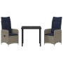 Conjunto de Comedor de Jardín 3 pcs Gris ratán sintético