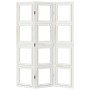 Biombo separador de 3 paneles madera maciza Paulownia blanco