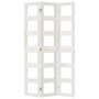 Biombo separador de 3 paneles madera maciza Paulownia blanco